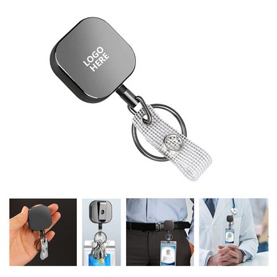 Premium Square Metal Badge Reel with Belt Clip